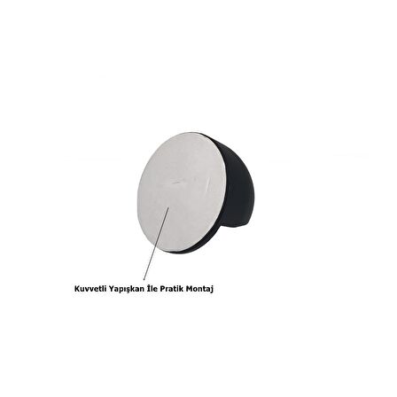 5 Adet Yarım Ay Yapışkanlı Kapı Tamponu Stoper Siyah 3,5 cm 