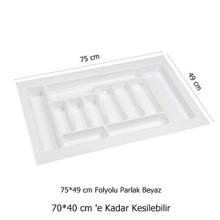 2 Adet Çekmece İçi Kaşıklık 75 x 49 cm Beyaz Mutfak Çekmece Düzenleyici 