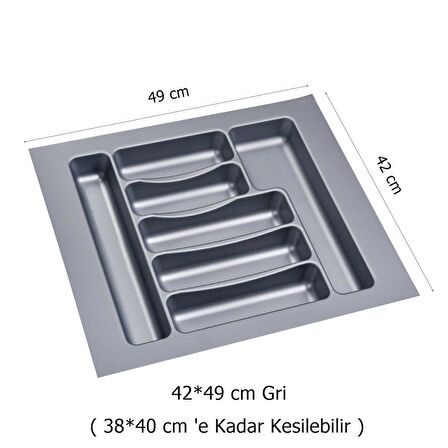 2 Adet Çekmece İçi Kaşıklık 42 x 49 cm Gri Mutfak Çekmece Düzenleyici