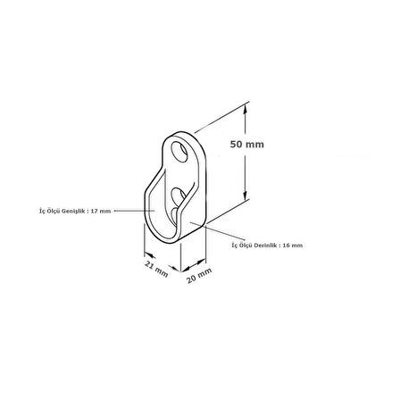 250 Adet Metali Oval Dolap Askı Borusu Flanşı Şeffaf