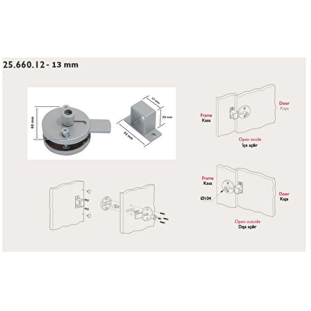 Tempo Islak Hacim 13 mm Kapazlama Sürgülü Kabin Kapı Kilidi