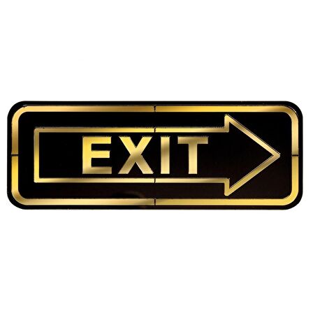 Abs Lüx Çift Katlı Yönlendirme Levhası Siyah-Altın Exit Sağ Yön