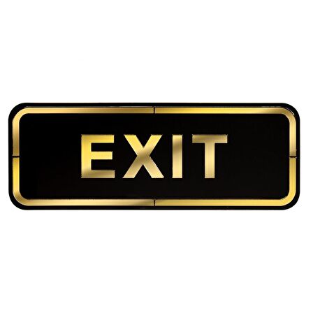 Abs Lüx Çift Katlı Yönlendirme Levhası Siyah-Altın Exit 
