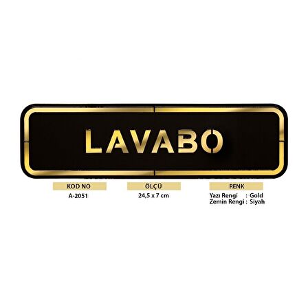 Abs Lüx Çift Katlı Yönlendirme Levhası Siyah-Altın Lavabo