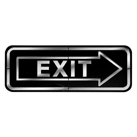 Abs Lüx Çift Katlı Yönlendirme Levhası Siyah-Gümüş Exit Sağ Yön