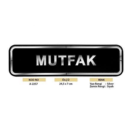 Abs Lüx Çift Katlı Yönlendirme Levhası Siyah-Gümüş Mutfak