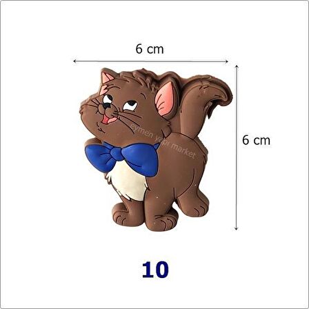 5 Adet Çocuk Odası Mobilya Kulp Dolap Düğme Kahve Kedi