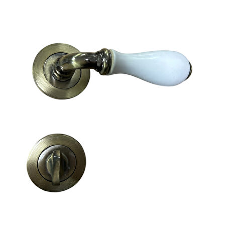 Dooraks Rozetli Porselen Kapı Kolu Antik Sarı Wc