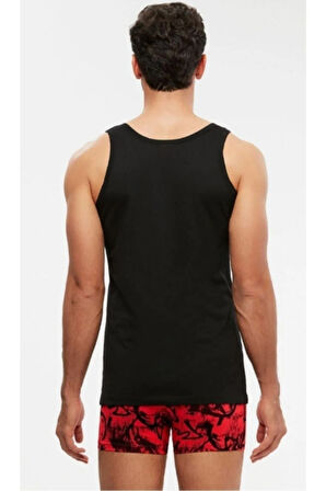 Siyah Henry Askılı Pamuklu Basic Erkek Atlet 2 Li