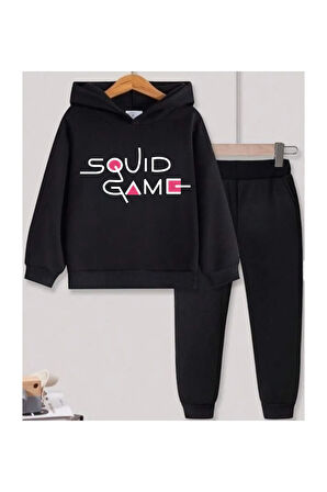 SQUİD GAME BASKILI KAPÜŞONLU ÇOCUK EŞOFMAN TAKIMI