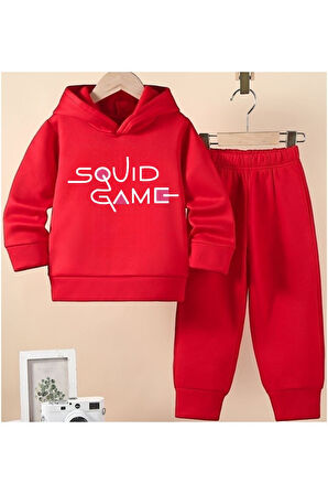 SQUİD GAME BASKILI KAPÜŞONLU ÇOCUK EŞOFMAN TAKIMI