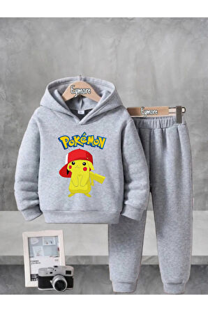 POKEMON PİKACHU BASKILI KAPÜŞONLU ÇOCUK EŞOFMAN TAKIMI