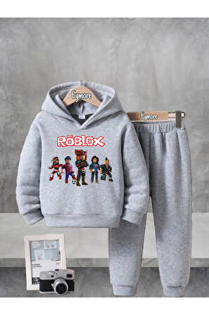 ROBLOX BASKILI KAPÜŞONLU ÇOCUK EŞOFMAN TAKIMI