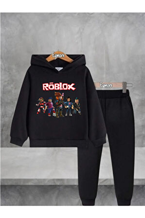 ROBLOX BASKILI KAPÜŞONLU ÇOCUK EŞOFMAN TAKIMI