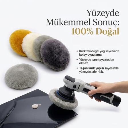 Performans Seri  Doğal Kuzu Postu Polisaj Keçesi 150 Mm Sarı