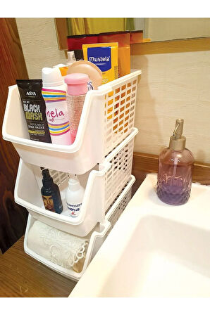 5'li Çok Amaçlı Katlı Geçmeli Organizer, Pratik Dolap Içi Lavabo Altı Evye Tezgah Mutfak Banyo Sepet