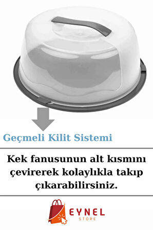 1 Adet Yuvarlak Kek, Pasta, Börek Taşıma Kutusu, Geçmeli Kilit, Saklama Kabı Çörek Yaş Pasta Fanusu