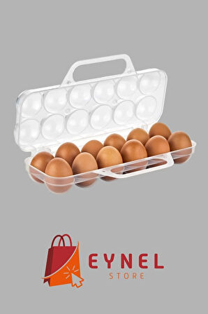 Saplı 12'li Yumurta Taşıma Kutusu, Plastik Buzdolabı Yumurtalığı Pikniklik Pratik Yumurta Taşıma