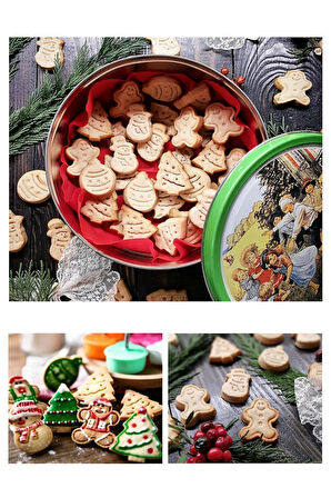 Desenli Basmalı Adam Çam Ağacı Yılbaşı Kurabiye Kalıbı Şekilli Şeker Yeni Yıl Hamur Kesici Aparat