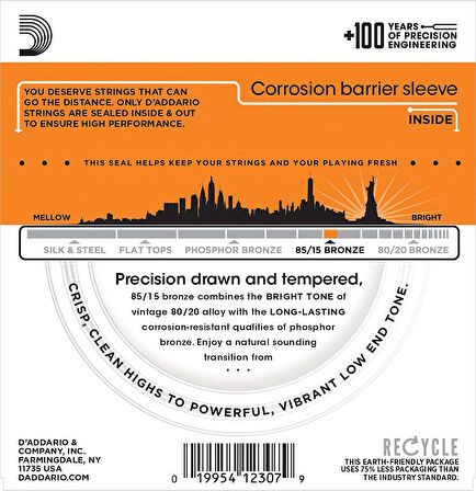 DADDARIO EZ900 AKUSTİK GİTAR TEL SETİ, 85/15 BRONZE, EXTRA LIGHT