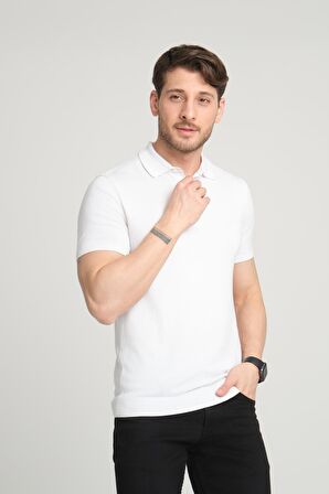 ALEXANDERGARDI Merserize Kumaşlı Trıko Polo Yaka T-shırt, Beyaz (eze Ts Polo 00)