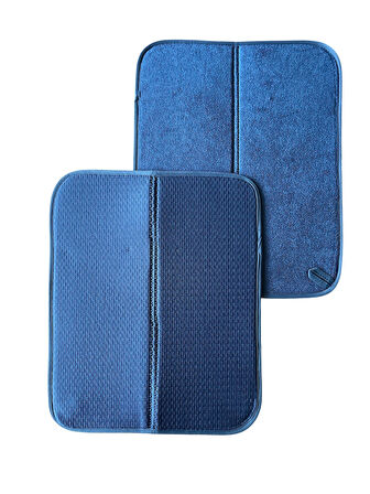 Bulaşık Matı Süper Emici Bulaşık Kurutma Matı 44x36cm Tezgah Üstü Bulaşık Matı, 2'li Set, Lacivert