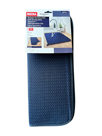 Bulaşık Matı Süper Emici Bulaşık Kurutma Matı 44x36cm Tezgah Üstü Bulaşık Matı, 2'li Set, Lacivert