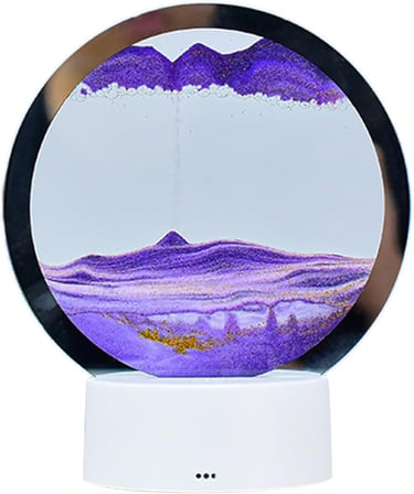  Işıklı Kum Saati Mor 3d Cam 7 Renk Multicolor Çöl Tasarımlı Sulu Dokunmatik Panelli Usb Girişli