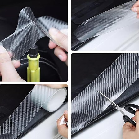 5 Metre Beyaz Karbon Folyo Bant Araç Tampon Çamurluk Bagaj Kapı Eşiği Koruyucu Şerit Koruma Bandı 3d