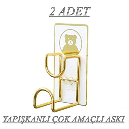 2 Adet Mutfak Banyo Askısı Figürlü Güçlü Kendinden Yapışkanlı Kapı Duvar Askısı Tekli Kanca 2 Adet