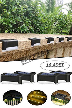 16lı Solar Güneş Enerjili Köşebent Led Merdiven Veranda Bahçe Balkon Led Lamba 16lı Set