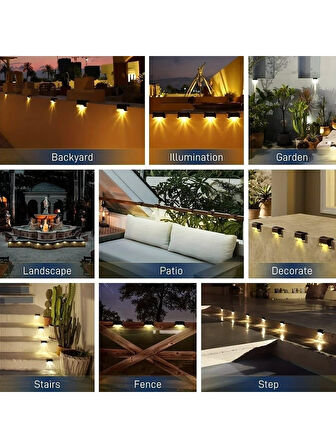 16lı Solar Güneş Enerjili Köşebent Led Merdiven Veranda Bahçe Balkon Led Lamba 16lı Set