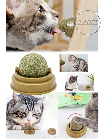 3 adet Kedi Nanesi Akıllı Dönen Top Kedi Oyuncağı Yalama Topu Doğal Kedi Nanesi 3 Adet