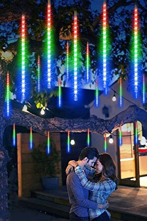 10lu Kayan Meteor Led Işık Renkli Bahçe Ev Dekor Süsleme Kayan Işıklar 
