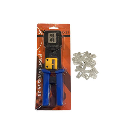 Technozi RJ45 RJ11 RJ12 Cat5 Cat6 Yeni Nesil Konnektör Kolay Sıkma Pensesi + 10 Delikli Jack