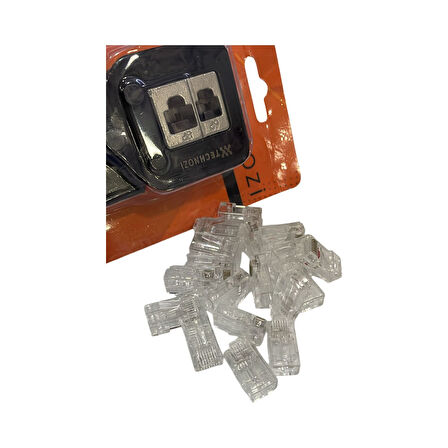 Technozi RJ45 RJ11 RJ12 Cat5 Cat6 Yeni Nesil Konnektör Kolay Sıkma Pensesi + 10 Delikli Jack