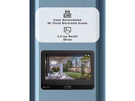 HP4 Wi-Fi Akıllı Kapı Dürbünü ve Görüntüleyici –Akıllı Kapı Deliği Kamerası -4.3” Renkli Ekranlı, 2 