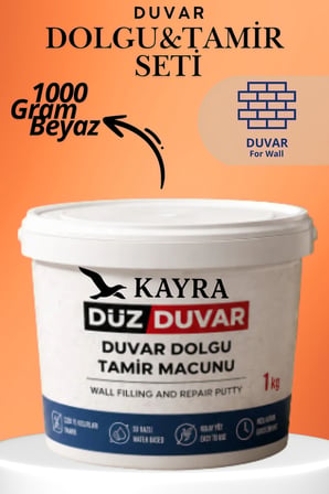 6 Parça Beyaz Duvar Tamir Macunu Seti 3 Adet 1000 gr - 3000 Gr Çatlak, Delik ve Derz Dolgusu - 2 Adet Plastik Spatula ve Kübik Zımpara İle Alçı Yüzey Onarım Seti 3 Kg 3 Kilo Duvar Tamir Macunu Seti