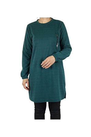 KADIN KOLLARI LASTİKLİ ÖN BROŞLU MEVSİMLİK İKİ İPLİK PENYE TUNİK