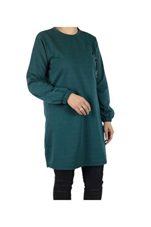 KADIN KOLLARI LASTİKLİ ÖN BROŞLU MEVSİMLİK İKİ İPLİK PENYE TUNİK