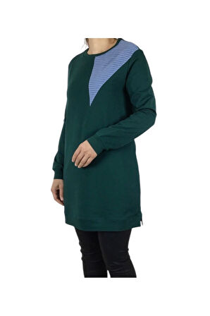 KADIN KOLAĞZI RİBANALI ALTI BANTLI KOMBİNLİ İKİ İPLİK MEVSİMLİK PENYE TUNİK