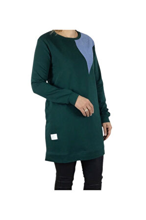 KADIN KOLAĞZI RİBANALI ALTI BANTLI KOMBİNLİ İKİ İPLİK MEVSİMLİK PENYE TUNİK