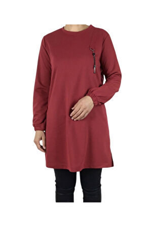 KADIN KOLLARI LASTİKLİ ÖN BROŞLU MEVSİMLİK İKİ İPLİK PENYE TUNİK