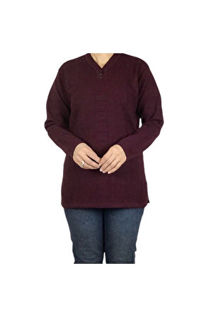 KADIN VYAKA KAPALI ÜÇ DÜĞMELI KALIN KIŞLIK ANNE BLUZ