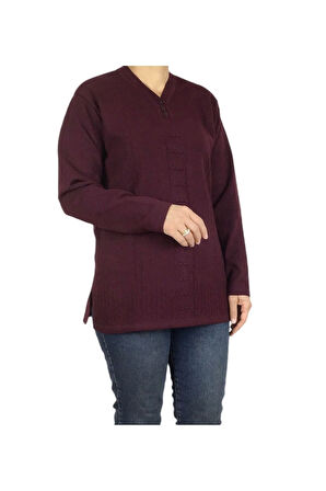 KADIN VYAKA KAPALI ÜÇ DÜĞMELI KALIN KIŞLIK ANNE BLUZ