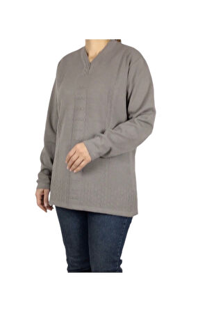 KADIN VYAKA KAPALI ÜÇ DÜĞMELI KALIN KIŞLIK ANNE BLUZ