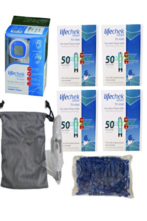 Kan Şeker Ölçüm cihaz + Delme Kalemi + Taşıma Çantası + 100 Lanset iğne + 4 Kutu Strip