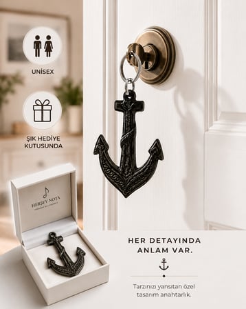 Çapa Figürlü Eskitme Gümüş Renk Metal Anahtarlık Unisex Denizci Temalı Aksesuar