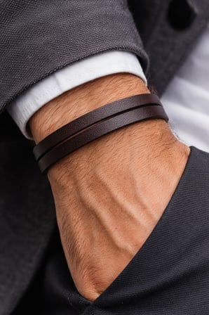 Essential Brown – Düz Hakiki Deri Erkek Bileklik-90-10