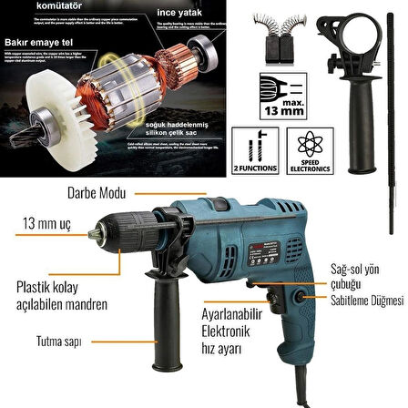 Bocsh Plus Elektrikli 13mm Darbeli Matkap Eea214 (B)